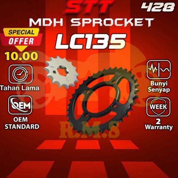 415 PENUH / 428 SPOKET RXZ LAGENDA105 LAGENDA 110 SRL LC135 Y100 Y110 Y125Z/R Y110 SPOCKET DEPAN , BELAKANG WARNA HITAM RATIO MOTOR MOTORSIKAL SPROCKET SPOKET BLACK SPEC 57