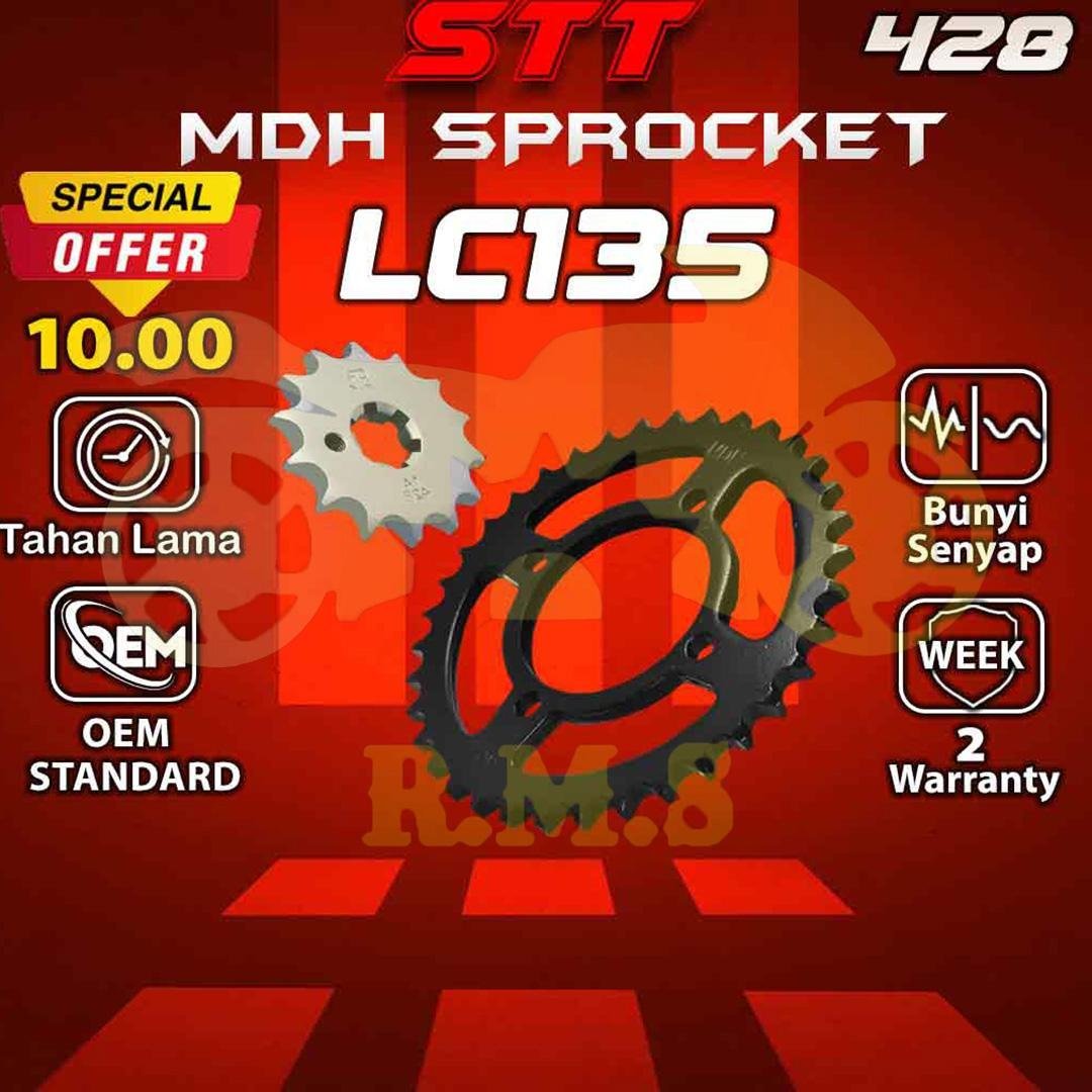 415 PENUH / 428 SPOKET RXZ LAGENDA105 LAGENDA 110 SRL LC135 Y100 Y110 Y125Z/R Y110 SPOCKET DEPAN , BELAKANG WARNA HITAM RATIO MOTOR MOTORSIKAL SPROCKET SPOKET BLACK SPEC 57