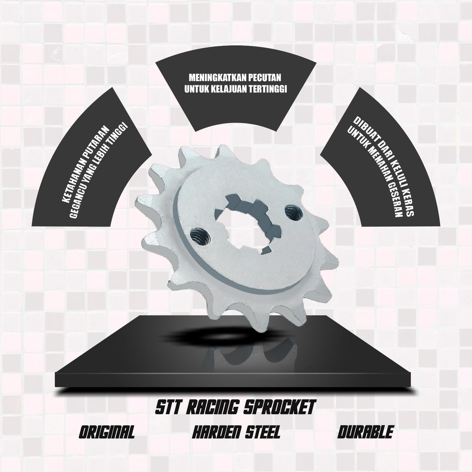 RXZ LAGENDA105 LAGENDA 110 SRL Y100 Y110 Y125Z/R Y110SRE / SRV / VF3I SPOKET DEPAN / KECIL 415 / 428 WARNA PERAK KELULI KERAS - Image 5