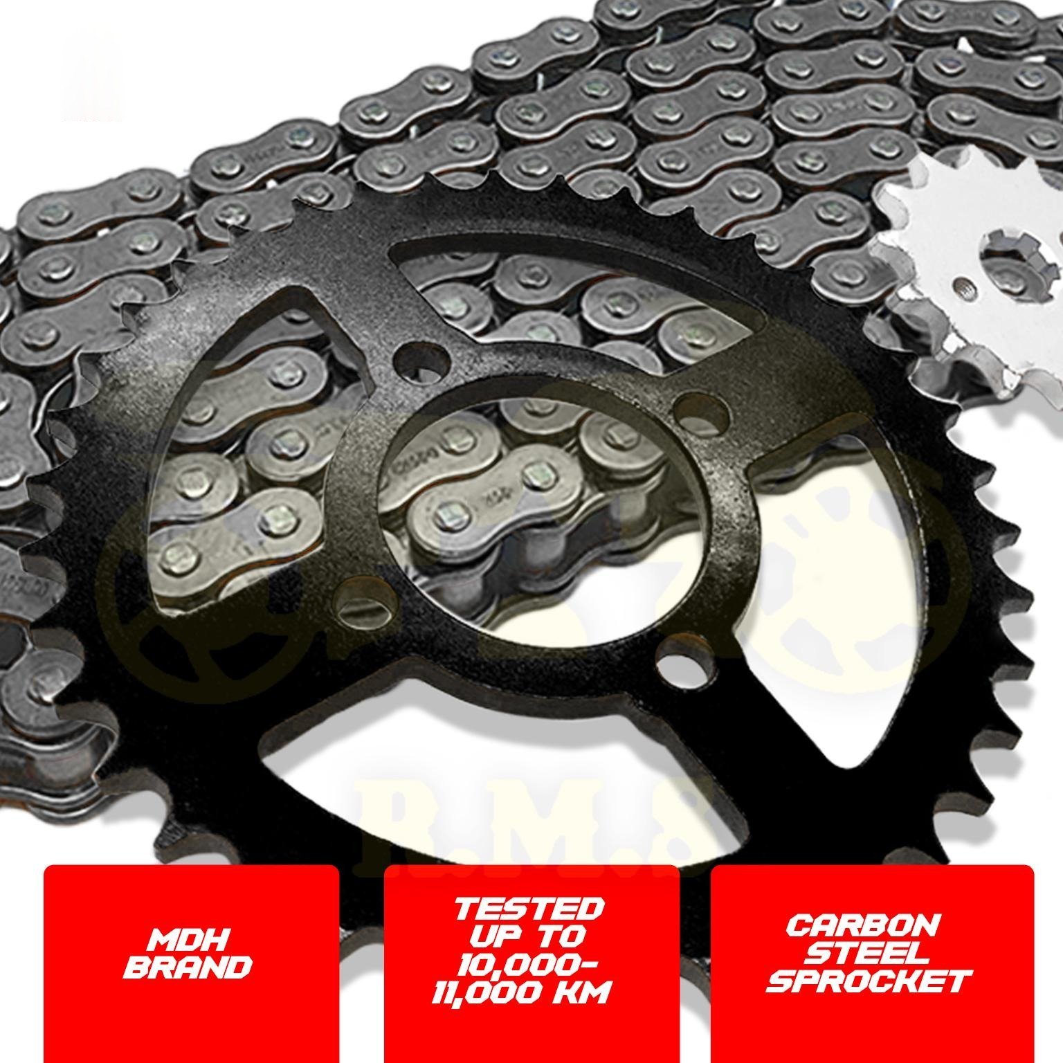 EX5 / MR-3 / 428 SPOCKET DEPAN BELAKANG WARNA HITAM BLACK SEKALI RANTAI HITAM - SET KOMBO HITAM RATIO MOTORSIKAL MOTOR RANTAI TUGAS BERAT SPROCKET SPOKET BLACK CHAIN - Image 5
