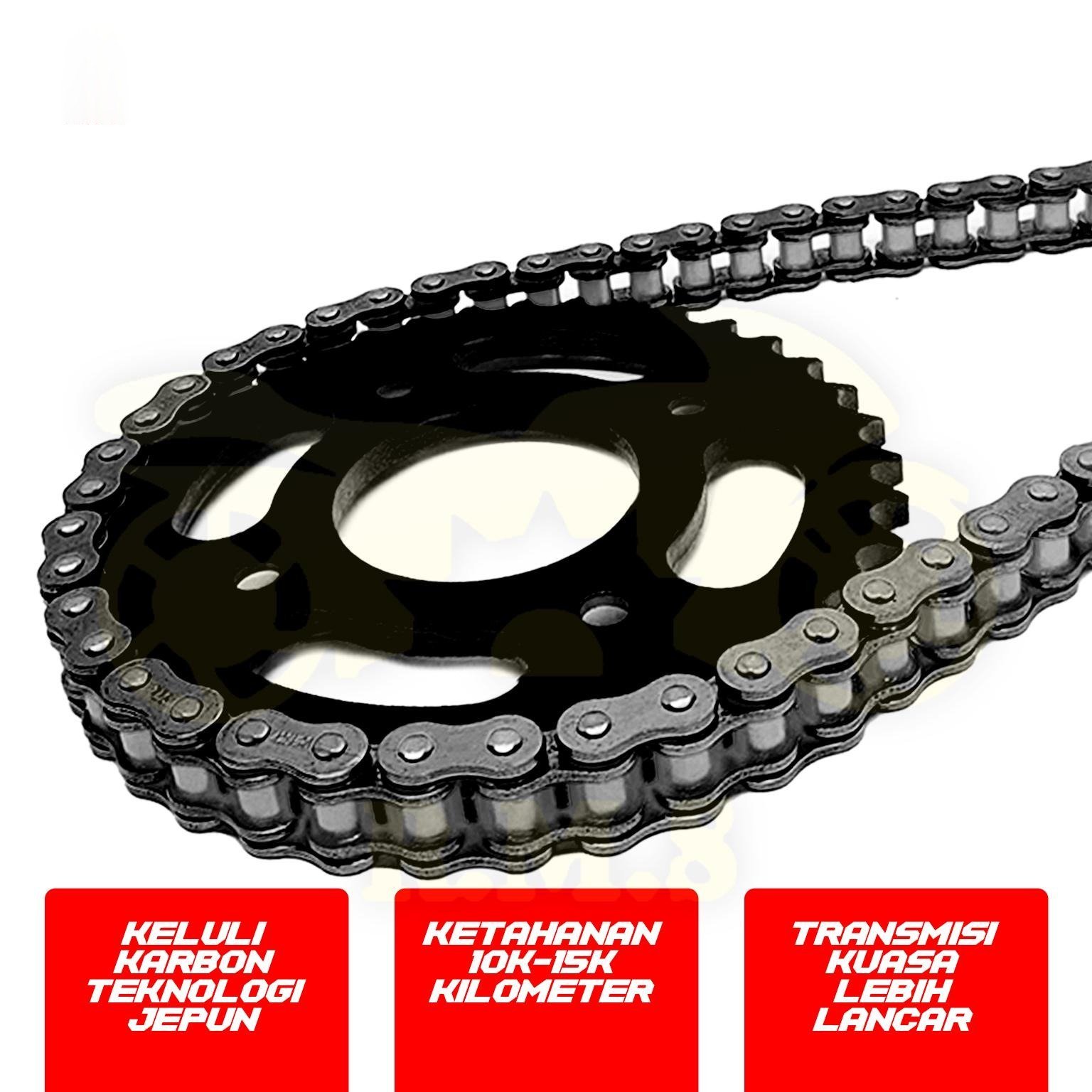 RXZ LAGENDA105 LAGENDA 110 SRL Y100 Y110 Y125Z/R Y110SRE / SRV 428 SPOCKET DEPAN BELAKANG WARNA HITAM BLACK SEKALI RANTAI HITAM - SET KOMBO HITAM RATIO MOTORSIKAL MOTOR RANTAI TUGAS BERAT SPROCKET SPOKET BLACK CHAIN - Image 4
