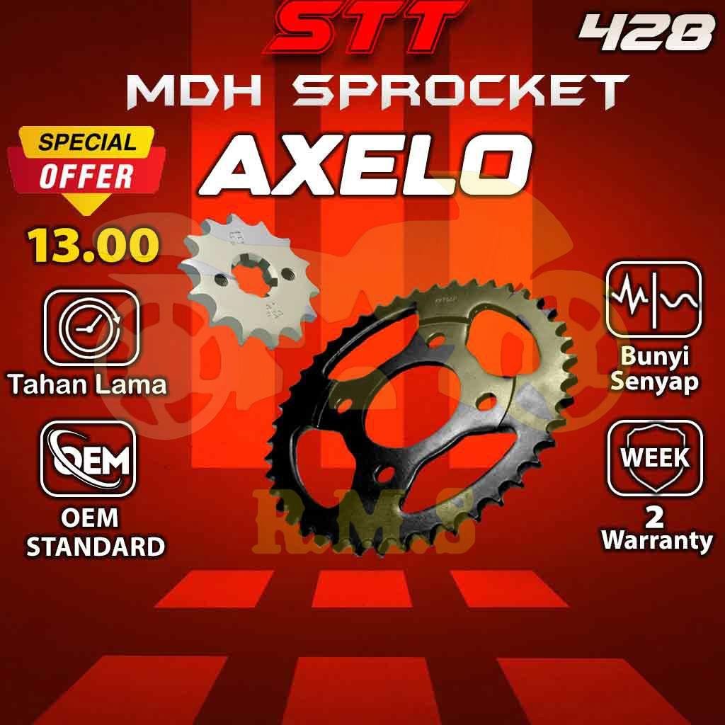 RAIDER150 / AXELO 125 / SATRIA F1(2017) / SMASH FI 115 / SATRIA FU150 428 SPOCKET DEPAN , BELAKANG WARNA HITAM RATIO MOTOR MOTORSIKAL SPROCKET SPOKET BLACK