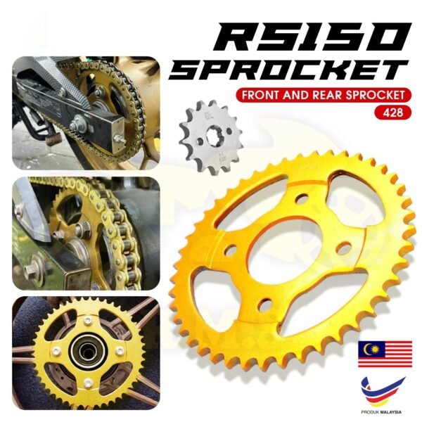 415 / 428 CBR150 RS150 VERZA STT RS150R RSX 150 CBR150H2 SPOKET DEPAN BELAKANG WARNA EMAS RATIO MOTOR MOTORSIKAL KEKULI KERAS SPROCKET SPOCKET