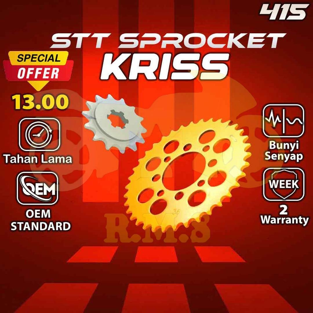 415 / 428 RC 80 / RC 110 / KRISS 100 / KRISS 110 SPOCKET DEPAN , BELAKANG WARNA EMAS RATIO MOTOR MOTORSIKAL SPROCKET SPOKET GOLD - Image 4