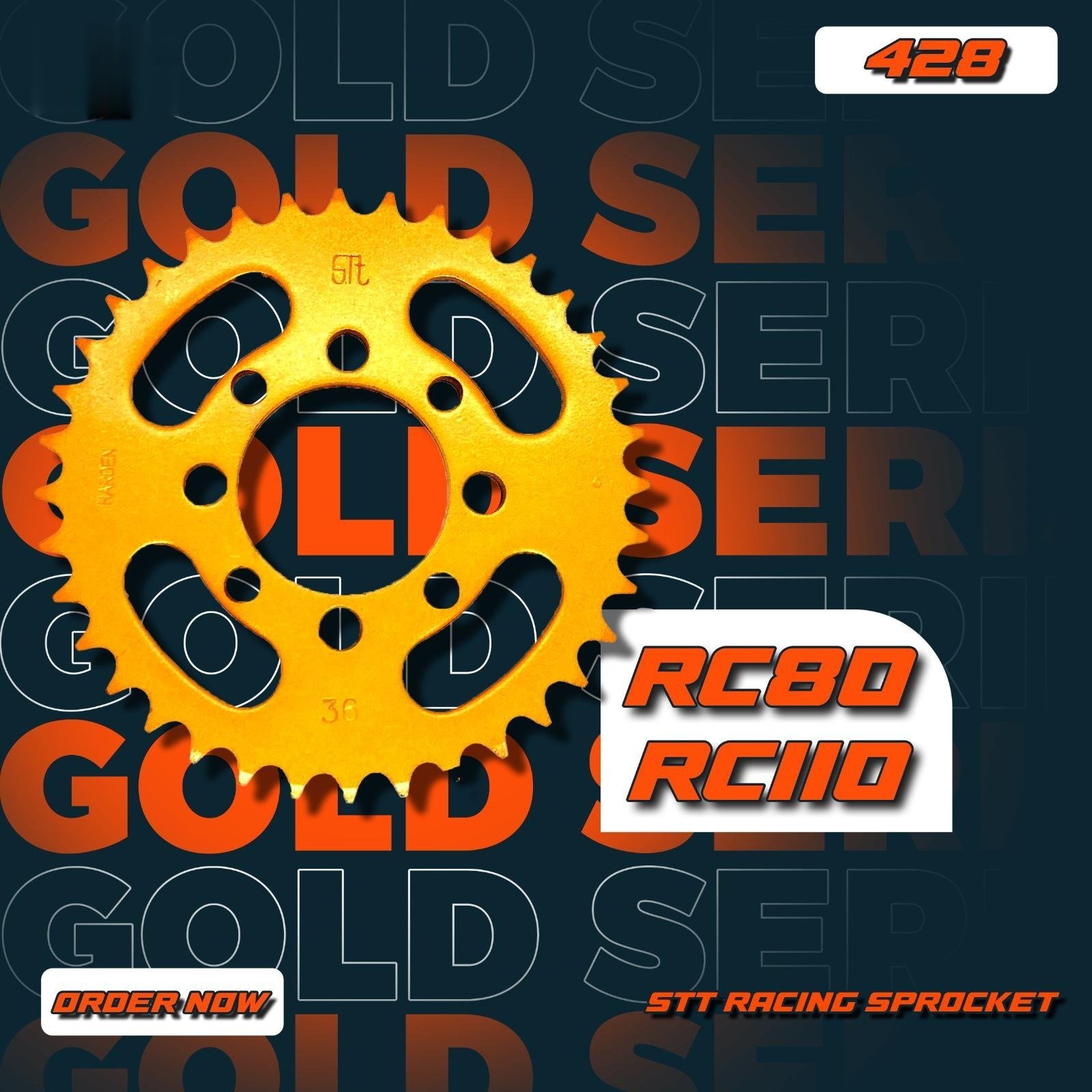415 / 428 RC 80 / RC 110 / KRISS 100 / KRISS 110 SPOCKET DEPAN , BELAKANG WARNA EMAS RATIO MOTOR MOTORSIKAL SPROCKET SPOKET GOLD - Image 5