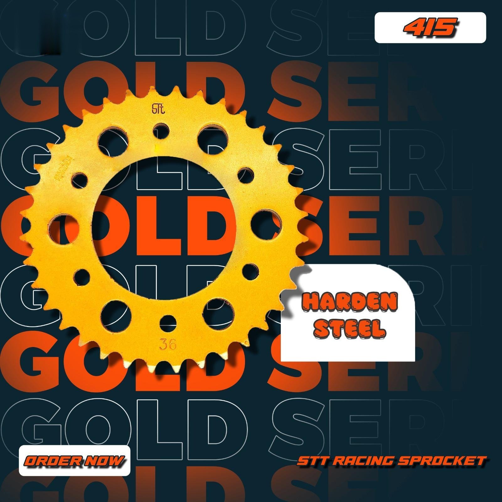 KR 150 / GT128 / DINAMIK120 / DINAMIK 125 / DEMON GR200R / ATHLETE_AX125 / AR 125 / NINJA80 / JAGUH 150 428 SPOCKET DEPAN , BELAKANG WARNA EMAS RATIO MOTOR MOTORSIKAL SPROCKET SPOKET GOLD - Image 5