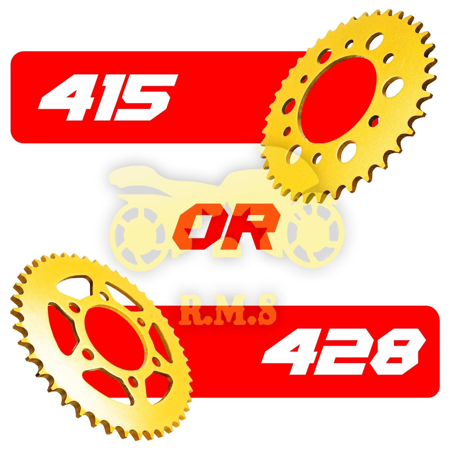 KR 150 / GT128 / DINAMIK120 / DINAMIK 125 / DEMON GR200R / ATHLETE_AX125 / AR 125 / NINJA80 / JAGUH 150 428 SPOCKET DEPAN , BELAKANG WARNA EMAS RATIO MOTOR MOTORSIKAL SPROCKET SPOKET GOLD - Image 9