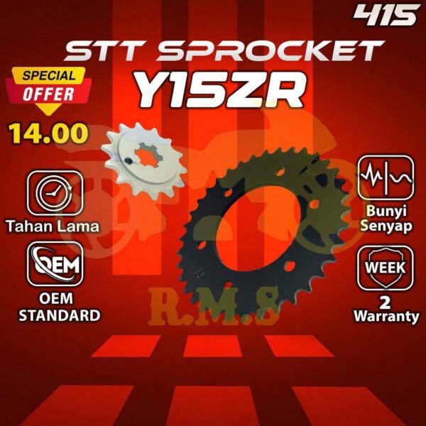 Yamaha Y15 / Y16 / FZ150 415 428 SPOCKET DEPAN , BELAKANG WARNA HITAM RATIO MOTOR MOTORSIKAL SPROCKET SPOKET BLACK