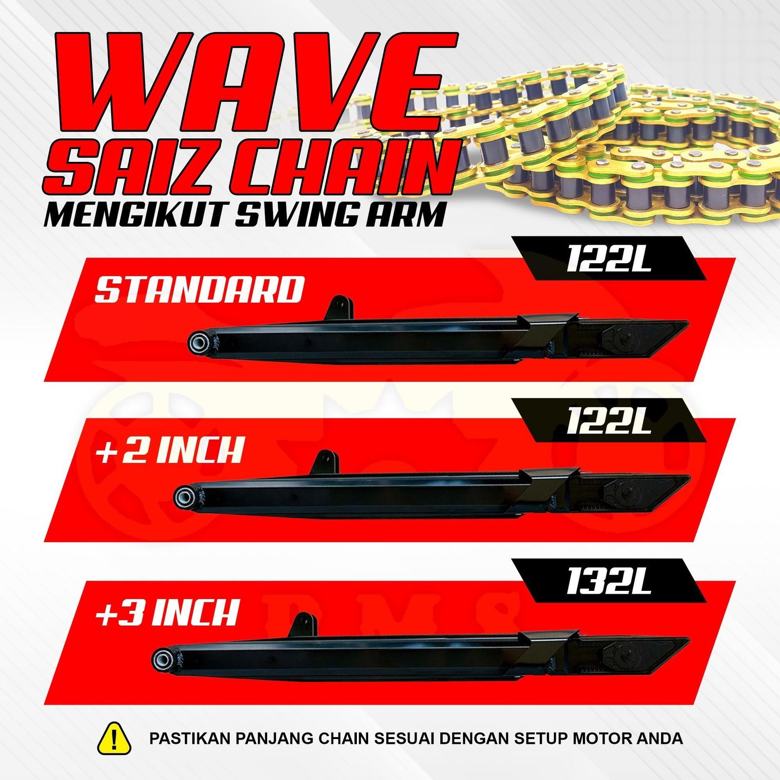 STT ISH Oring XRING Rantai 415 428 520 Emas 122L / 132L / 140L Kualiti OEM 3X Lebih Tahan Rantai O ring XRING X RING Motor Y15 Y16 YSUKU Y15ZR RS150 LC135 EX5 Y125 Dengan Stiker Percuma Dan Spring Clip Motosikal GOLD CHAIN - Image 8
