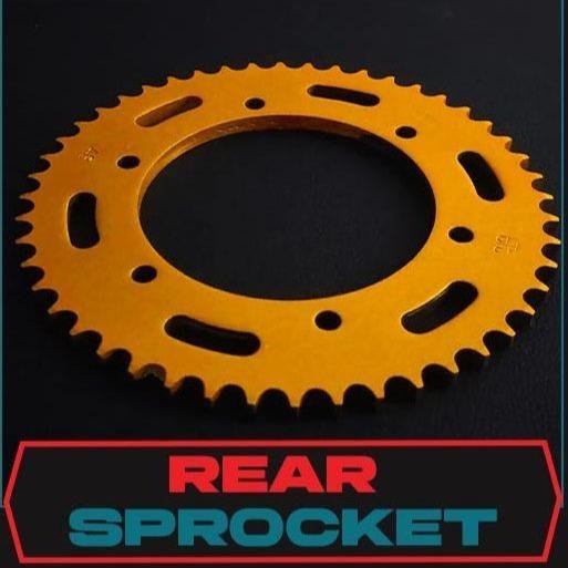 R15 / MT15 428 SPOKET DEPAN WARNA PERAK , BELAKANG WARNA EMAS / TEBAL / BESAR / KECIL WARNA EMAS RATIO MOTOR MOTORSIKAL KEKULI KERAS