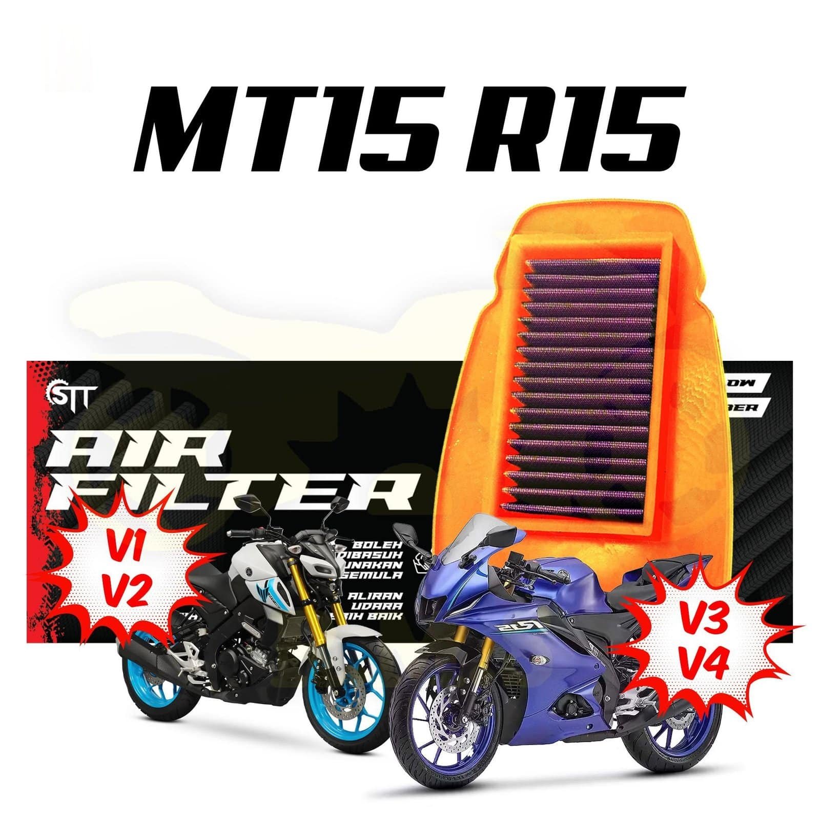 100% ORIGINAL STT air filter Y15 Y16 Y15ZR Y16ZR YSUKU LC135 V1 ~ V8 RS150 EX5 Wave 110 Wave125 MT15 R15 MT25 R25 | LC 135 RS 150 RSX150 RSX 150 CBR150R FZ150 - Image 3