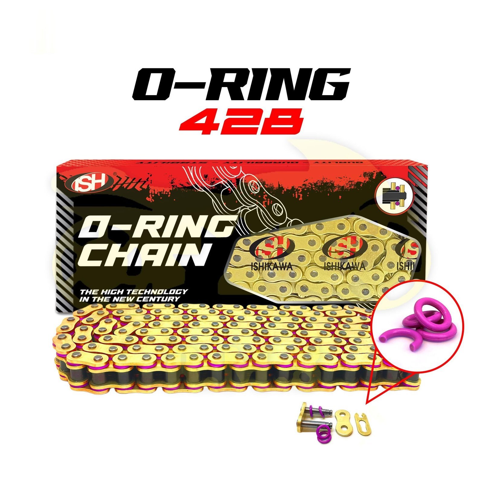 STT HEAVY DUTY PURPLE O-RING ORING GOLD MOTORCYCLE CHAIN 415 428 122L 132L TAHAN LASAK UNIVERSAL FOR MOTOR Y15 Y16 LC EX5 RXZ Y125 LAGENDA SRL - Image 3