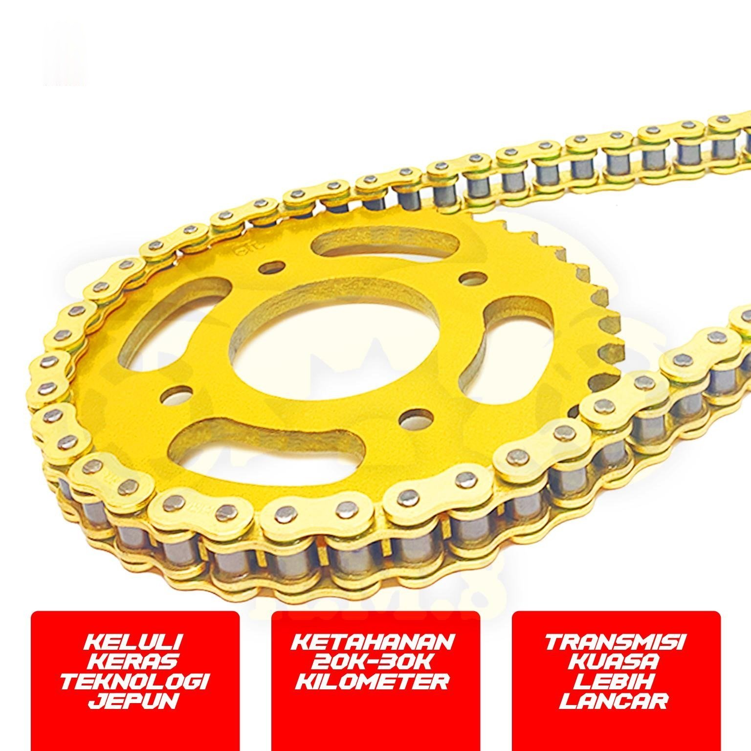 WAVE100R / WAVE110 / WAVE125 / FUTURE / DASH / EX5 FI (FUEL INJECTION) 428 SPOCKET DEPAN BELAKANG EMAS SEKALI RANTAI EMAS - SET KOMBO EMAS GETAH PURPLE RING ORING RATIO MOTORSIKAL MOTOR GOLD SPROCKET SPOKET CHAIN O RING - Image 4
